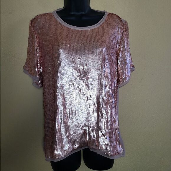 AS by DF Rose Gold Sequined Top - Picture 1 of 7